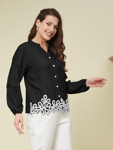 Image of J TURRITOPSIS Women's Rayon Stylish Embroidered Shirt