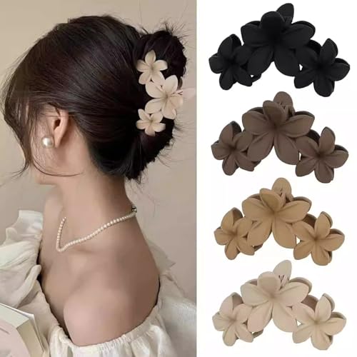 4 Pack Women Hair Clips Flower Hair Claw Clips Large Non-Slip Matte Claw Clips for Girls Beach Hair Accessories for Thin Thick Curly Hair