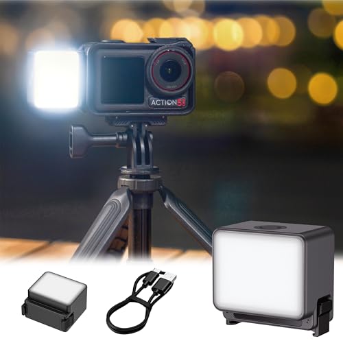 Image of JJC Action 5 LED Light, Magnetic Auxiliary Fill Light for DJI Osmo Action 5 Pro 4 3 / Xtra Edge Pro Accessories, Rechargeable IPX5 Waterproof Mini Video Light, for Selfie Vlog Recording Lightweight