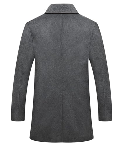 Image of SOMTHRON Men's Woolen Trench Coat Regular Fit Double Breasted Wool Blend Jacket Winter Pea Coat Businesss Overcoat