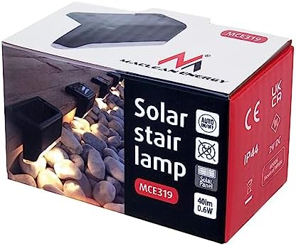 Maclean MCE319 Dusk Sensor Solar LED Patio Stair Light Garden Pathway Light IP44, 4000K, Ni-MH 100 mAh, 80x45x45mm (8 Pieces)
