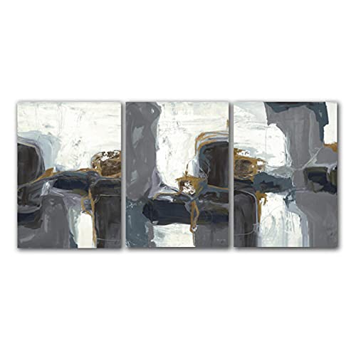 Art mural abstrait marbre pour habiller un grand mur de salon vide avec trois toiles 70x100
