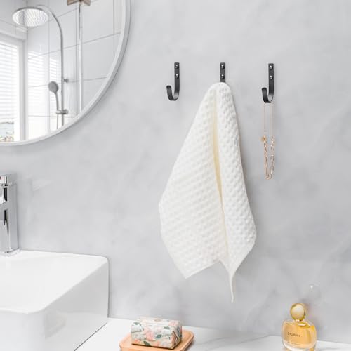 Josmimic Wall Hooks for Hanging Towel/Coat - 22LB Screw in Metal Hanger Wall Mount, for Outdoor, Closet, Door, Bathrooms, for Backpack, Robe, Black 5 Pack - Image 7