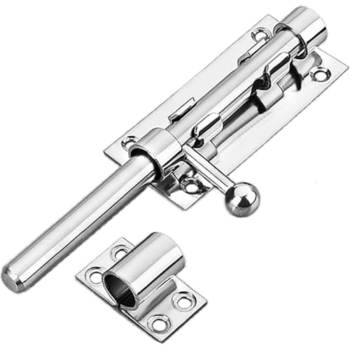 Litensh Torriegel Torschieber mit Loch Vorhängeschloss 304 Edelstahl Schieberiegel Durchmesser Abschließbare Türriegel Bolzenriegel Überwurfriegel Schlossriegel Türschnalle Torschieber Riegel 160MM