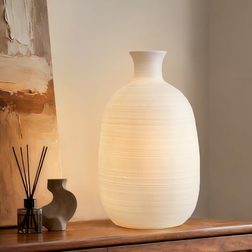RONDURE 10.4' Modern Ceramic Table Lamp, Fully Dimmable Modern Bedside Lamps for Bedroom, Living...