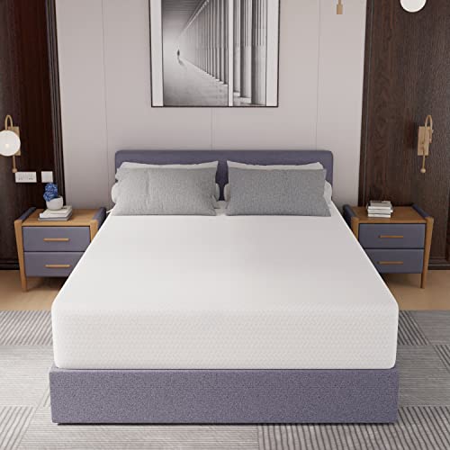 PayLessHere 12 Inch Queen Green Tea Mattress/Breathable Mattress for Cool Sleep & Pressure Relief/Medium Firm Mattresses/CertiPUR-US Certified/Bed-in-a-Box/Pressure Relieving （12 inch, Queen）