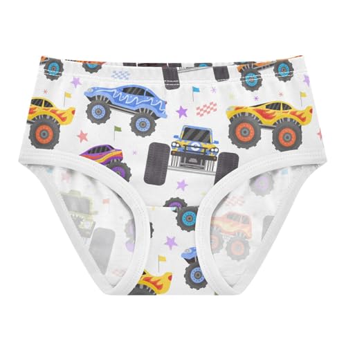 Wusikd Cartoon Monster Trucks Girls' Underwear Cotton Girls Briefs Soft Toddler Underwear 3T Multi