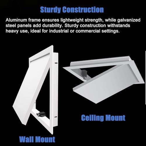 Waterproof Removable Access Panel - Metal Ceiling & Wall Service Door Cover, Concealed Inspection Hatch with Push-to-Open Mechanism, 200x200mm (20x20cm), White Finish