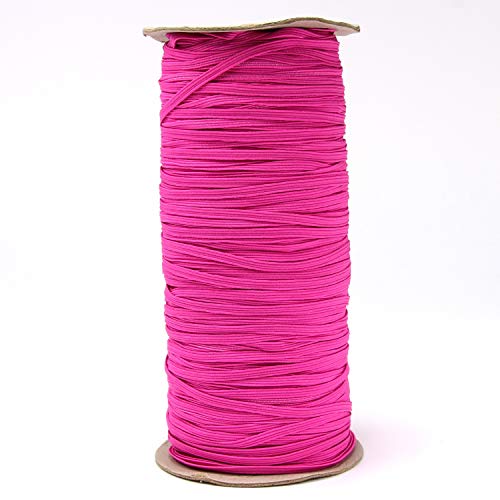 Urhome 3mm flaches Gummiband zum Nähen von DIY Schmuck Kleidung Nähzubehör | elastisches Wäschegummi Gummilitze mit hohe Elastizität | Schnur Pink in 5 Meter Länge Cover