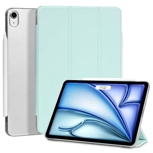 4UBonLife Funda para iPad Air 11 Pulgadas M3/M2 (2025/2024), iPad Air 5.ª/4.ª Generación 10,9 Pulgadas 2022/2020, Carcasa Protectora Rígida Delgada Ligera Trasera Translúcido Cubierta, Verde Menta