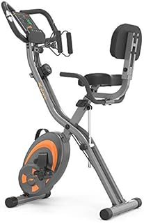 leikefitness Folding Stationary Bike Recumbent Exercise Bike w/Arm Resistance Bands-Pulse Sensor-LCD Monitor and Easy to Assemble Indoor Cycling Bike 2280