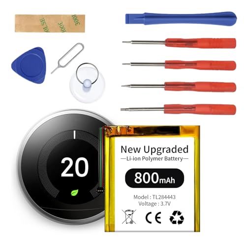 Soseieiu 800mAh Nest Thermostat Battery Replacement [TL284443] - Compatible with 2nd & 3rd Gen Nest Learning Thermostat (T3007ES, T3008US, A0013) - Includes Installation Tool Kit​