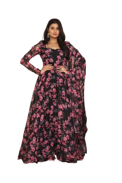 Women's Georgette Anarkali Gown with Dupatta Set | Festive | Traditional |162_A1-image-16