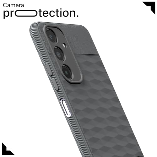 Image of Pikkme Back Cover for Samsung Galaxy A14 5G Camera Protection 3D Hexa Cube Design Silicone Protective Bumper Case (Grey)