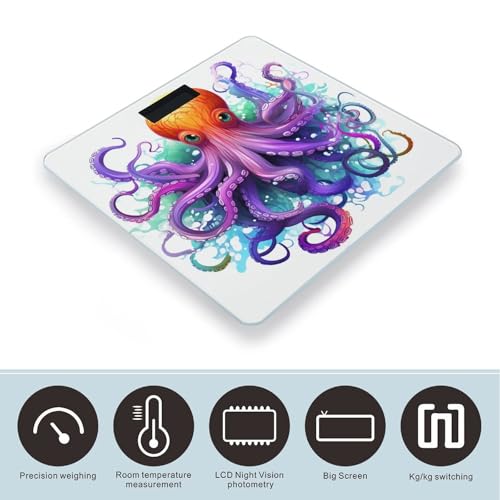 Báscula Digital Baño Colorful Octopus de Vidrio Templado miniatura 3