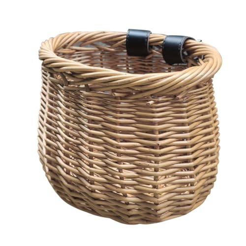 SAFIGLE 用自転車向け藤編み前カゴ 自然素材耐久ラタンバスケット 大容量収納 取り付け簡単 ハンドルバー対応 通学通勤アウ ランダムカラー