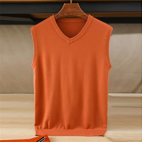 Men’S Classic V-Neck Cashmere Wool Blend Vest Loose Fit Sleeveless Soft Warm Sweater4