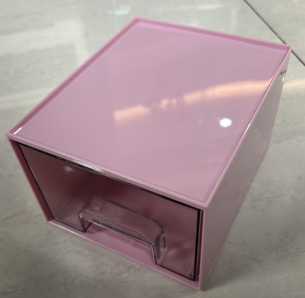 Vtopmart 4Pack Clear Stackable Storage Drawer, 4.4'' Tall Acrylic Bathroom Makeup Organizer,Plastic Storage Bins For Vanity, Undersink, Kitchen Cabinets, Pantry, Home Organization(Pink)