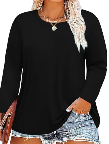 Plus Size Long Sleeve T Shirts Women Fall Tops Tshirts Tunic Casual Tee