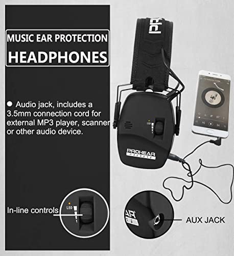 Prohear Digital Electronic Shooting Ear Protection Muffs With Gep02 Gel Ear Pads, Hunting Sound Amplification Earmuffs, Nrr 23Db Low Profile Hearing Protection For Gun Range - Black #TOP5