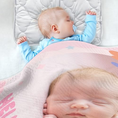 Custom Cute Baby Image Pink Balloon Cotton Muslin Swaddle Blankets Soft Custom Prints Text Blankets for Kids for Newborns, Infants, & Toddlers 30x40in para Bebes recien nacidos4