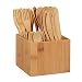 Produktbild Relaxdays Bambus Besteck Set, je 10 x Messer, Gabel, Löffel & Teelöffel, Besteckhalter, wiederverwendbar, 41-tlg., natur, Hellbraun