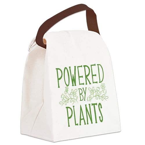 CafePress Powered By Plants Canvas Lunch Bag with Strap Handle