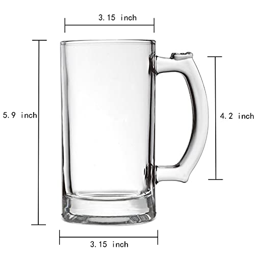 Heavy Beer Mugs Set, 16oz Glass Mugs With Handle, Beer Glasses For Freezer, 500ml Beer Drinking Glasses, Traditional Stein For Bar, Alcohol, Beverages,Coffee, Teas, Set of 4 - Image 3