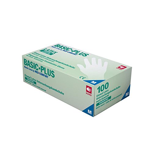 Basic Plus - Guanti monouso in lattice, senza talcatura, misura M, 1000 pz