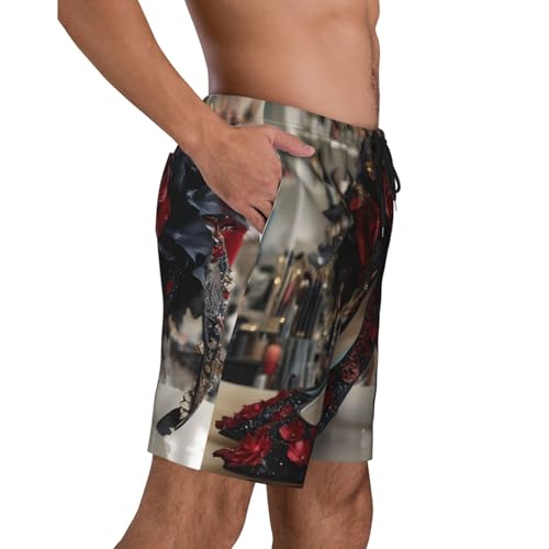 Shoes and Makeup Print Men's Beach Pants Lightweight Quick-Dry Swim Pants with Mesh Lining for Men3