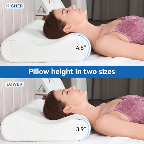 Image of AM AEROMAX 26 inch Queen Size Contour Memory Foam Pillow, Cervical Pillow for Neck Pain Relief, Neck Orthopedic Sleeping Pillows for Side, Back and Stomach Sleepers