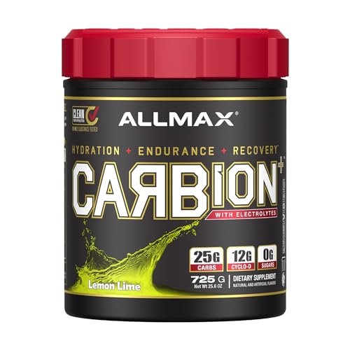 ALLMAX Nutrition Carbion+, Maximum Strength Electrolyte and Hydration Energy Drink, Lemon Lime, 870g