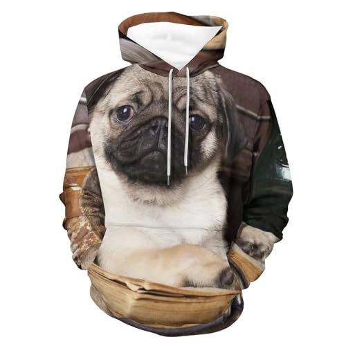 Sweats à capuche manche longue carlin pull unisexe vêtement d'hiver taille S