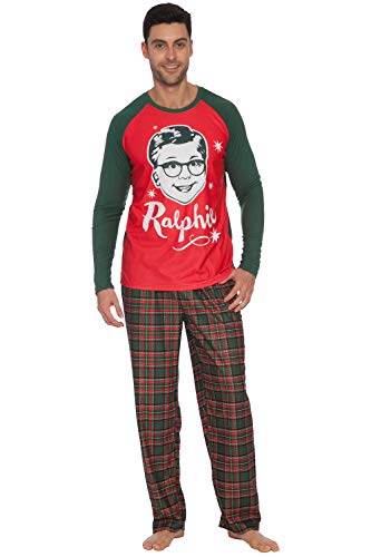 A Christmas Story Pajamas Men's Ralphie Plaid Long Sleeve Top and Pant 2 Piece Sleepwear Set3