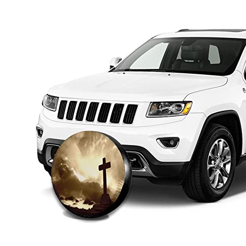 Image of Religious Christian Spare Tire Cover,Universal Wheel Tire Cover for Trailer, RV, SUV, Truck,Camper and Many Vehicle,Weatherproof Tire Protectors(16 inch for Diameter 29 inch-31 inch)