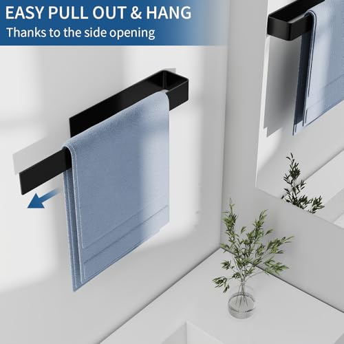 Handtuchhalter Ohne Bohren Schwarz, BETHOM 40CM Handtuchstange, Badezimmer Handtuchhalter Selbstklebend, Metall Matt Handtuch Halterung Wandmontage, Wasserdicht Rust Badetuchhalter für Bad und Küche