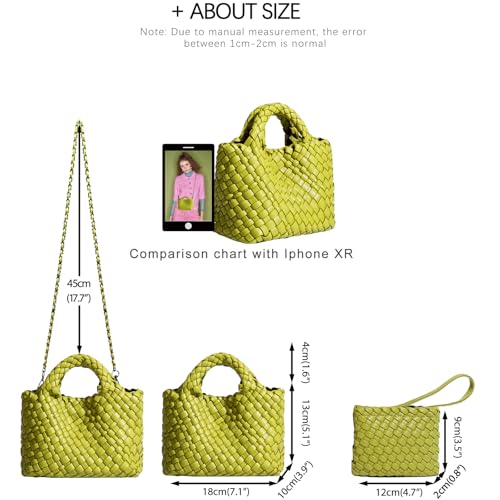 Image of Woven Tote Bag for Women with Coin Purse, Foldable Chain Small Crossbody Handbags, Fashion Shoulder Bag, Hobo Satchel