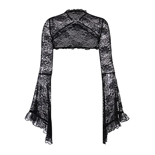 Image of Bolero Shrug Top Trad Goth Black Shawls and Wraps for Evening Dresses Short Cardigan