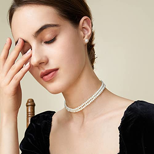 Babeyond Round Imitation Pearl Choker Necklace Multi Strands Choker 20S Flapper Necklace Accessories For Gatsby Themed Party #TOP1