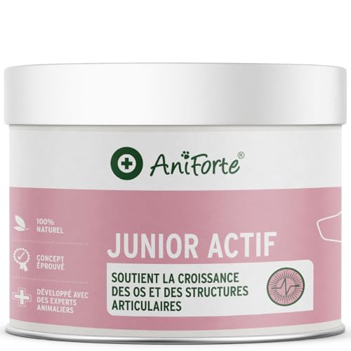 AniForte Junior Active pour Chiots et Jeunes Chiens 250g - pour Les os, Les tendons, Les ligaments, Le développement des Dents, supplément de Calcium,...