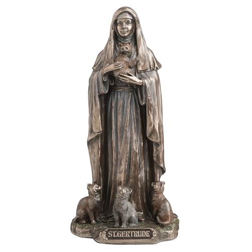 Estatua Saint Gertrude de Nivelles 6 pulgadas Bronce miniatura 1
