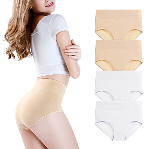 Image of wirarpa Women's Modal Underwear Soft High Waist Briefs Ladies Panties 4 Pack (Regular & Plus Size)