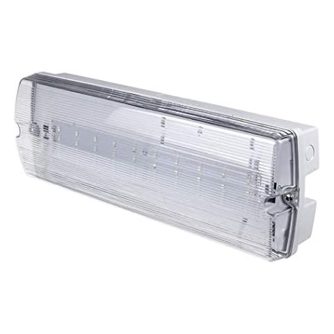 G.W.S® 3W LED Emergency Bulkhead Fitting Maintained or Non-Maintained Exit Sign Light IP65 Waterproof Cover