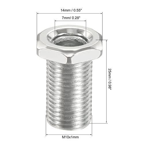 Image of MECCANIXITY Hex Bolt Screw 25mm Long M10 Thread Pipe Hexagon Countersunk Flat Head for Chandelier, Galvanized Iron Pack of 10