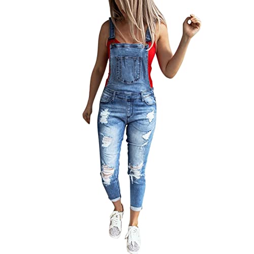 Pantalones de mezclilla tipo peto informal para mujer con diseño ajustado moderno