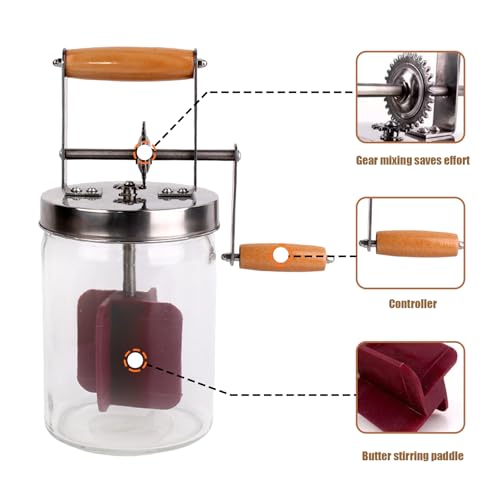 Batidora de mantequilla manual de 1500 ml con tarro de boca ancha lavable 7