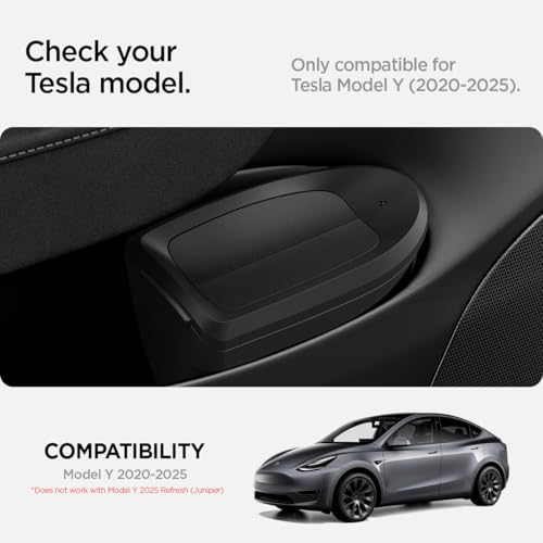 Image of Spigen Door Pocket Car Trash Can [with Magnetic Lid] Waterproof Door Pocket Organizer for Legacy Tesla Model Y (2020-2024) [Not for New Model Y Juniper 2026 /25] - Driver Side only