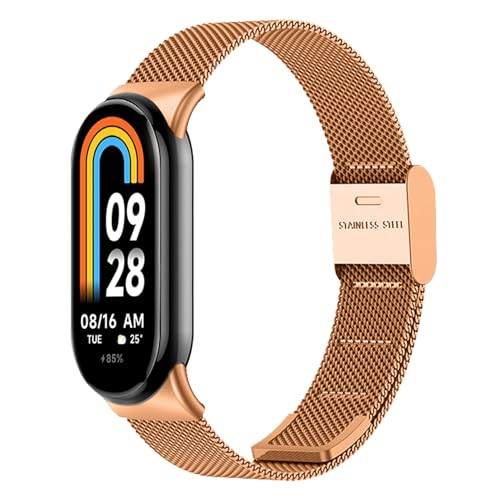[RoSoki] �o���h Xiaomi Smart Band 10 / 8 / Xiaomi Mi Band 10 / 8 �Ή� �����x���g �X�e�����X�`�[�� �����o���h �ւ��X�g���b�v �h�K �����ȒP �r�W�l�X�� �j�����p (���[�Y�S�[���h)