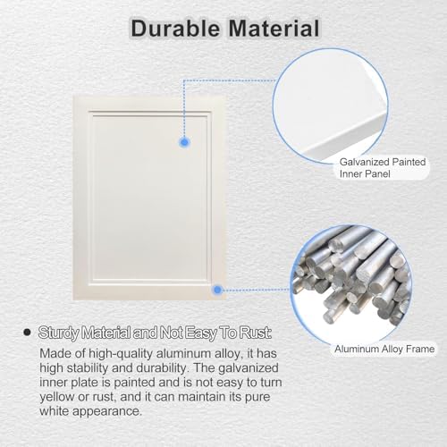 Aluminum Access Panel 12x12 Inch - Easy Access Door with Buckle, Wall Cover Plate for Plumbing & Electrical Cables, Durable Service Shaft Door (White)