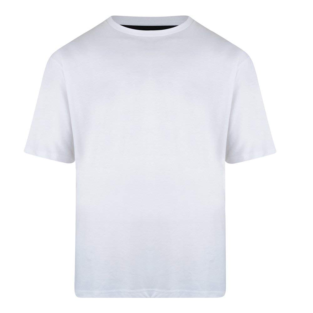 Kam Pure Cotton/Cotton Rich Plain Tee Shirt in White in 4XL
